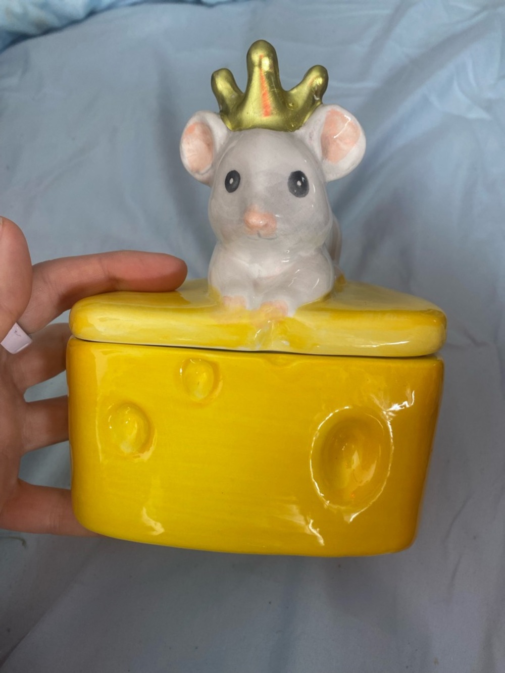 Ceramic Mouse on Cheese Trinket Box - brand new - Picture 6 of 12